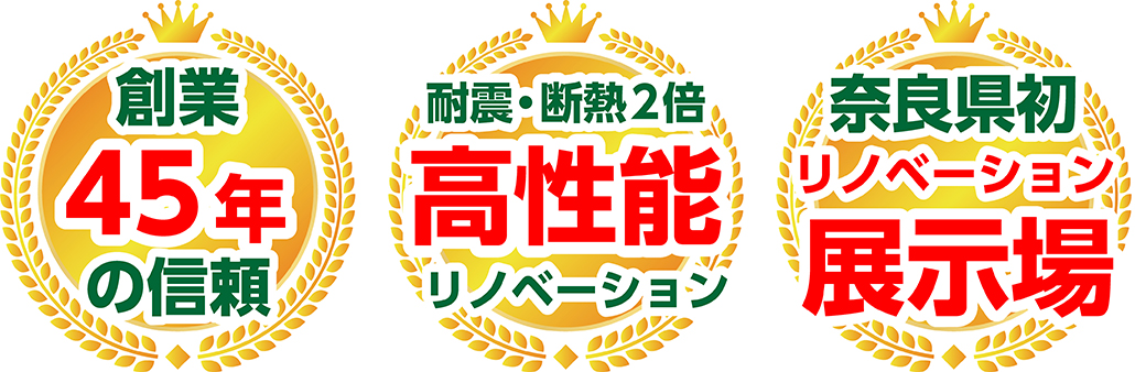 創業45年の信頼、耐震・断熱2倍高性能リノベーション、奈良県初リノベーション展示場